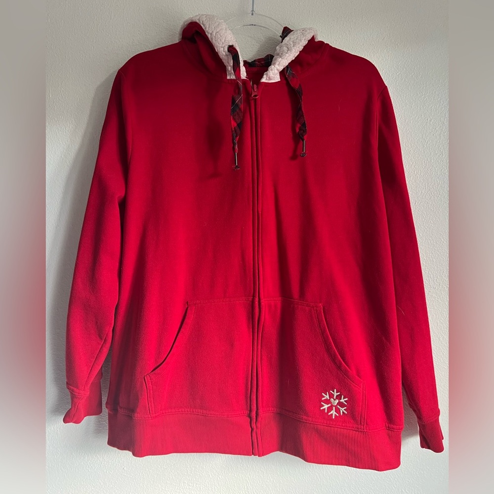 Disney Parks Minnie Mouse Bow Long Sleeve Hoodie Red Sweatshirt‎ Size 1X